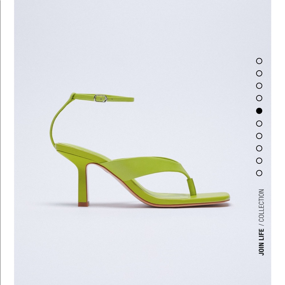 Zara Lime Green Strappy Square-Toe Sandals